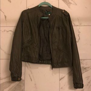 army green leather jacket
